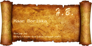 Haar Boriska névjegykártya
